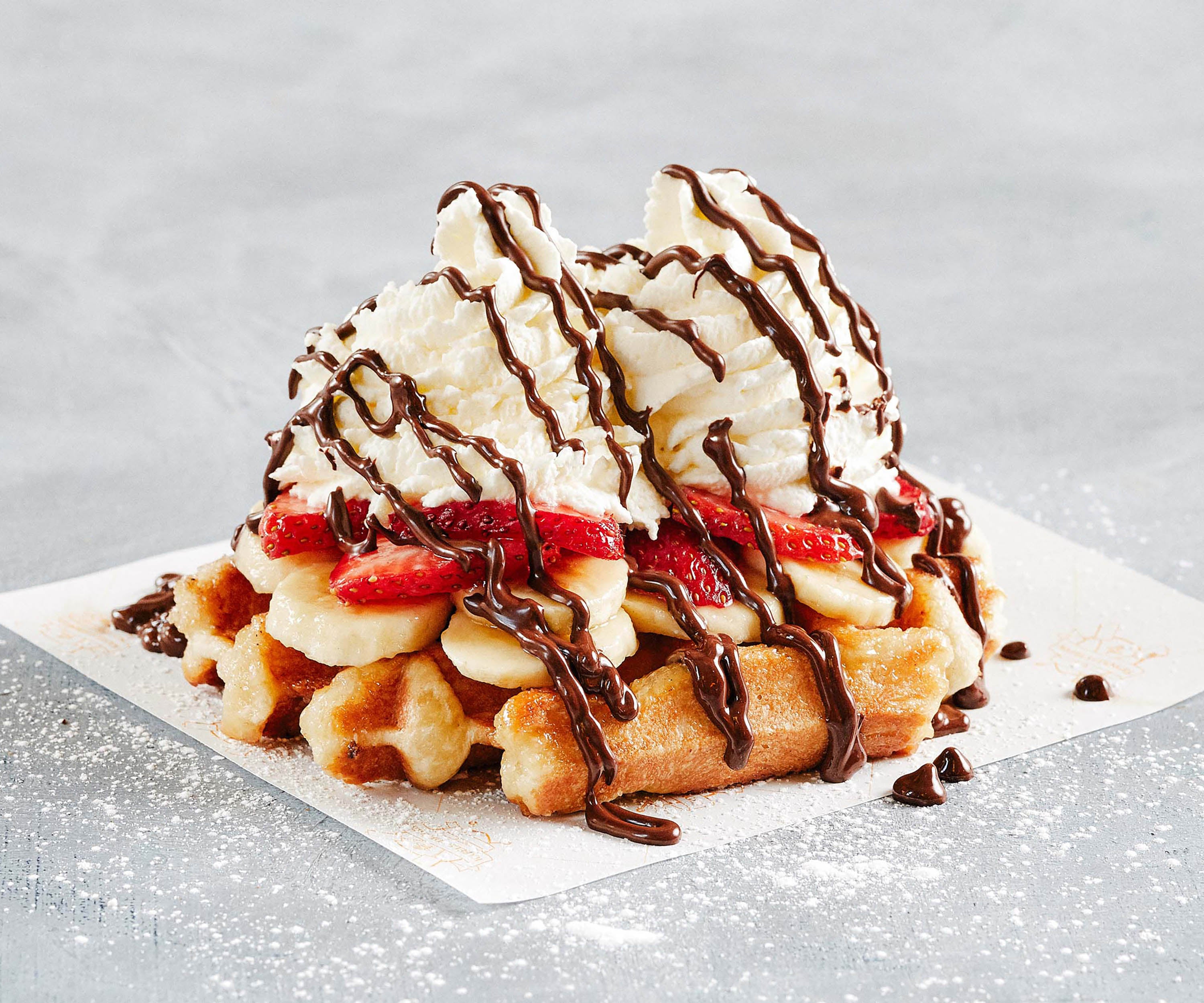 The throw down waffle, with spekuloos spread and whipped cream
