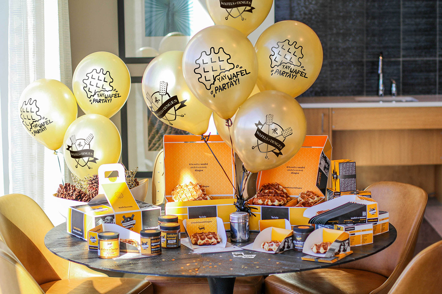 Party kit 'Surprise Party' set up on a table